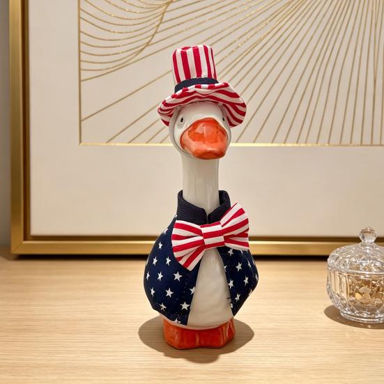 Goose Costume for 7 Inch Mini Desk Goose Doll Patriotic 4th of July Outfit with Hat And Dress Independence Day Festival Decoration