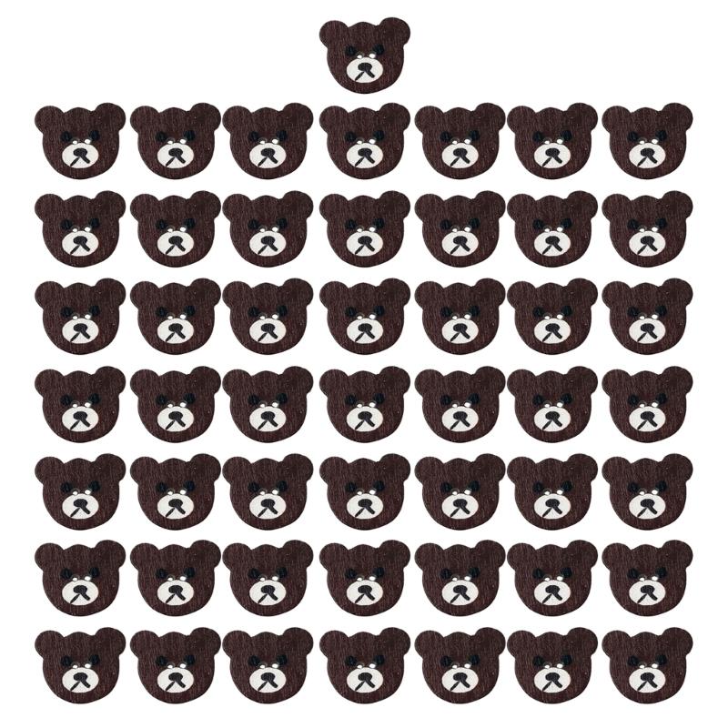

50x/Set Bear Shaped Buttons Sewing Buttons Wood Craft Buttons 2 Hole Buttons Decorative Buttons for Craft Project 1