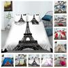 3D Paris Tower Pattern Bedding Single Double Bed Full Size Romantic Love Print Pillowcase and Quilt Cover 2 or 3 Comfortable Home Decoration