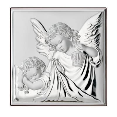 Silver Angel Picture for Baptism or Communion with Dedicated Engraving 81200 8 X 8