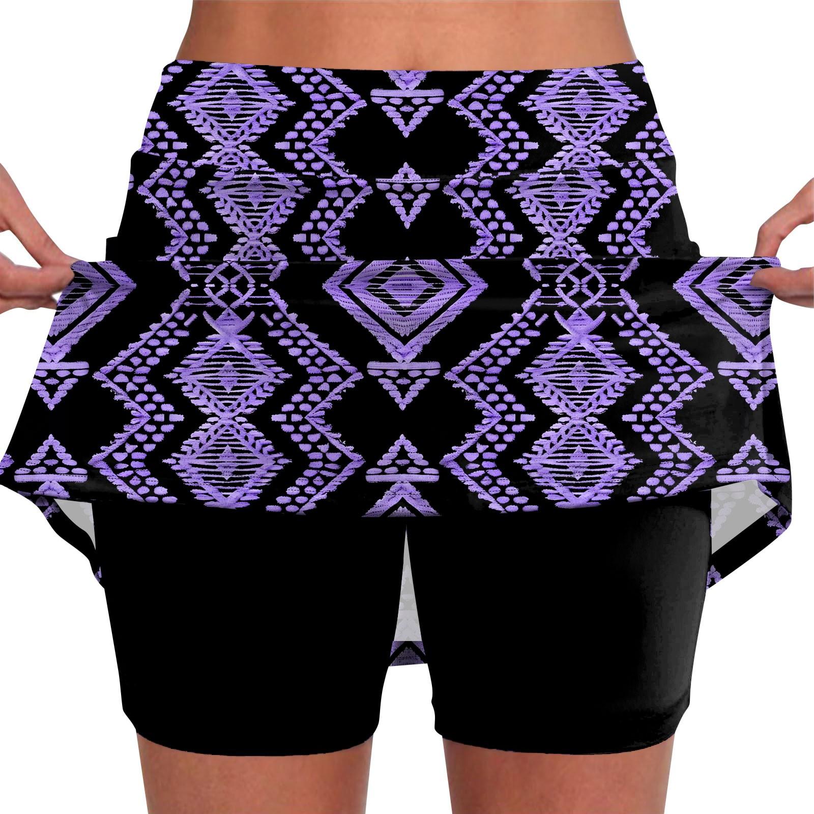 

Женские эластичные брюки для йоги, винтажные спортивные шорты с цветочным принтом, легкая юбка с высокой талией XXL фиолетовый