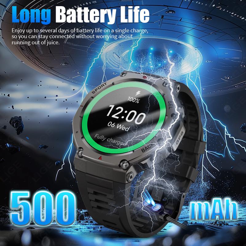 New GPS Smart Watch 5ATM Waterproof 500mAh Battery Built-In Dual-band GNSS Compass Altimeter Barometric Military Smartwatch