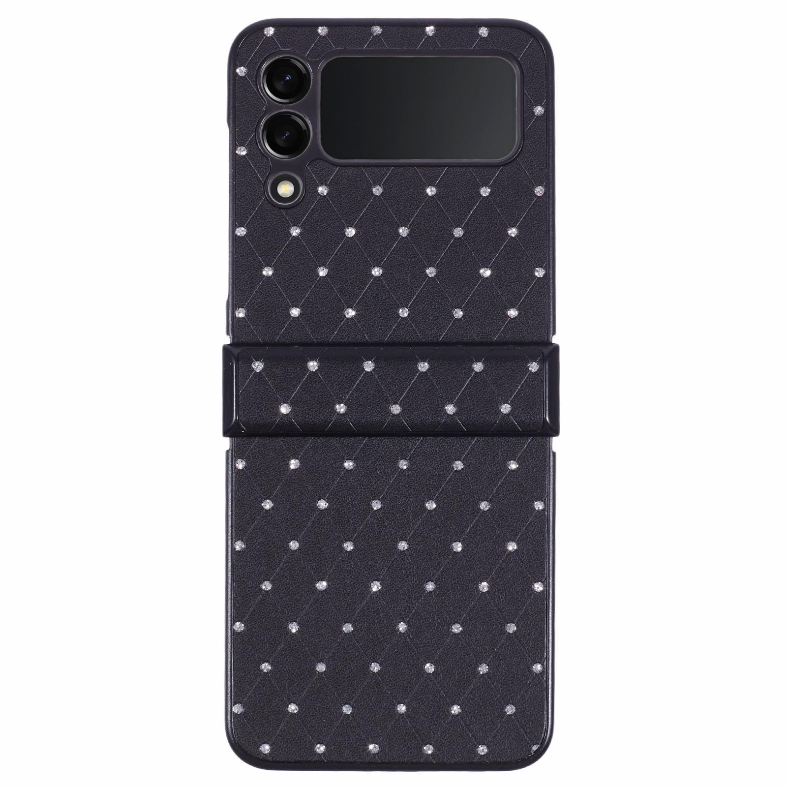 

Чехол для Samsung Galaxy Z Flip3 5G Кожа+ПК Защита шарнира Чехол для телефона Блеск Black