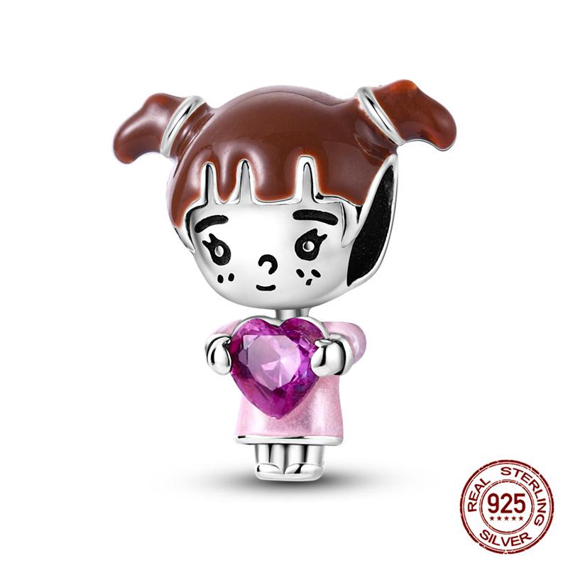 Fit Charms Fororiginal Bracelet Diy Pink Ponytail Little Girl Boycopper Jewelry Making For Women Giftnew
