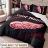 Detroit Red Wings Printed Bedding Set Custom Name Text 1 Duvet Cover 2 Pillowcases For Bedroom