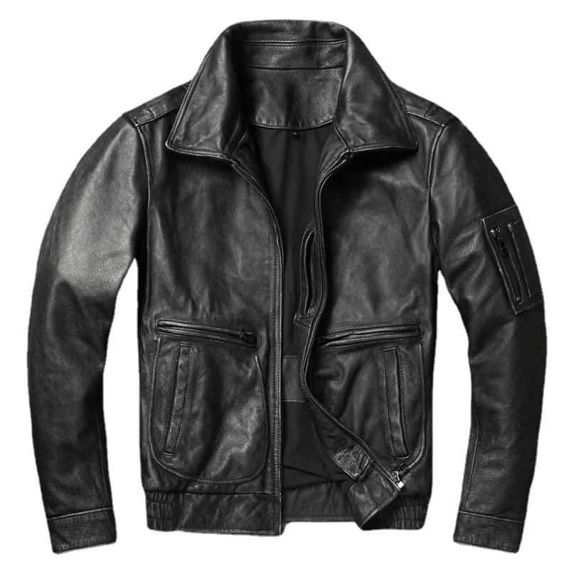 Chinese Size Vintage Genuine Leather Jacket Men Real Cowhide Air Force Flight Suit A2 Pilot Jacket Bomber Jacket Jaquetas Masculina