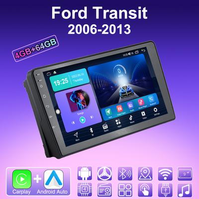 2 DIN Android Carplay Autorádio Pro Ford Transit 2006-2013 Multimediální Přehrávač Hlavní Jednotka Stereo GPS Navigace BT WIFI 4+64GB
