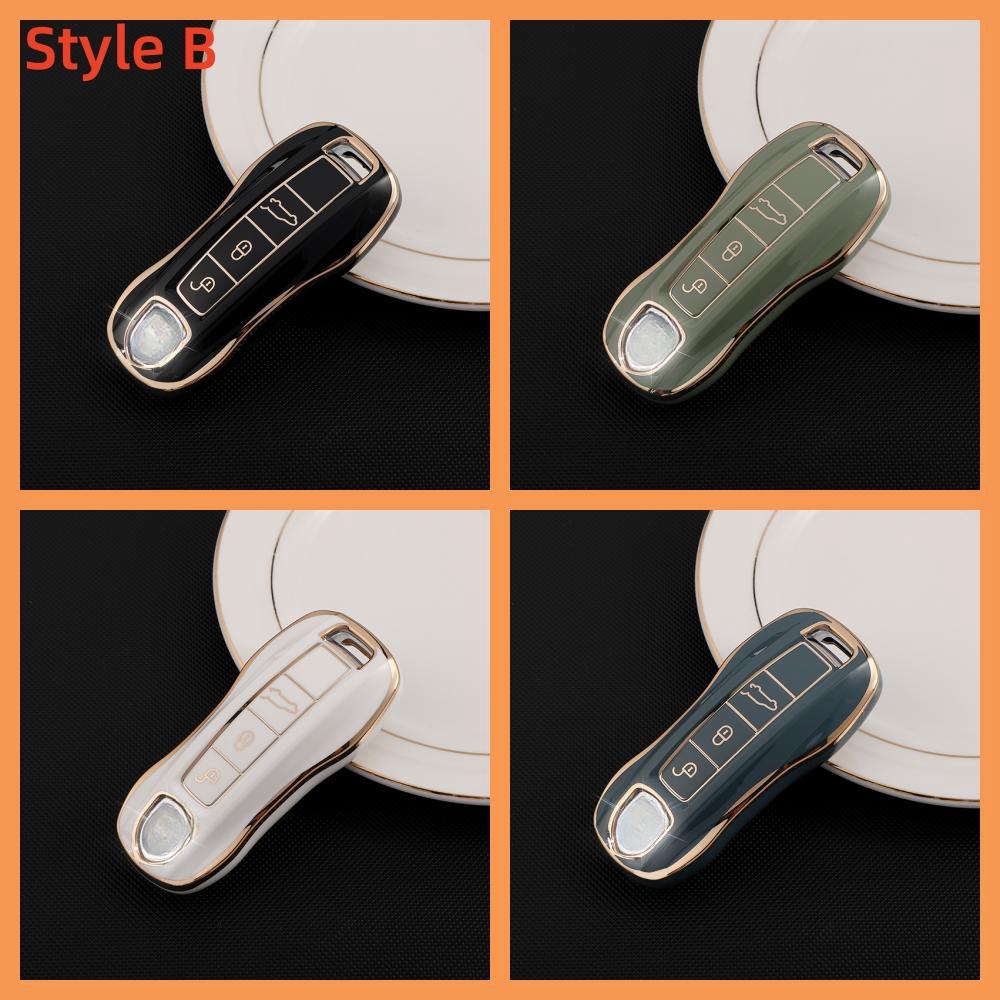 Soft Tpu Car Key Case Cover For Porsche Panamera Macan 718 Taycan 911 Cayman Boxster 9Ya 971 Remote Key Bags Shell Keychain