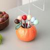 Orange Ceramic Fruit Forks Set Ins Style Solid Color Dessert Forks with Storage Jar Household Decorative