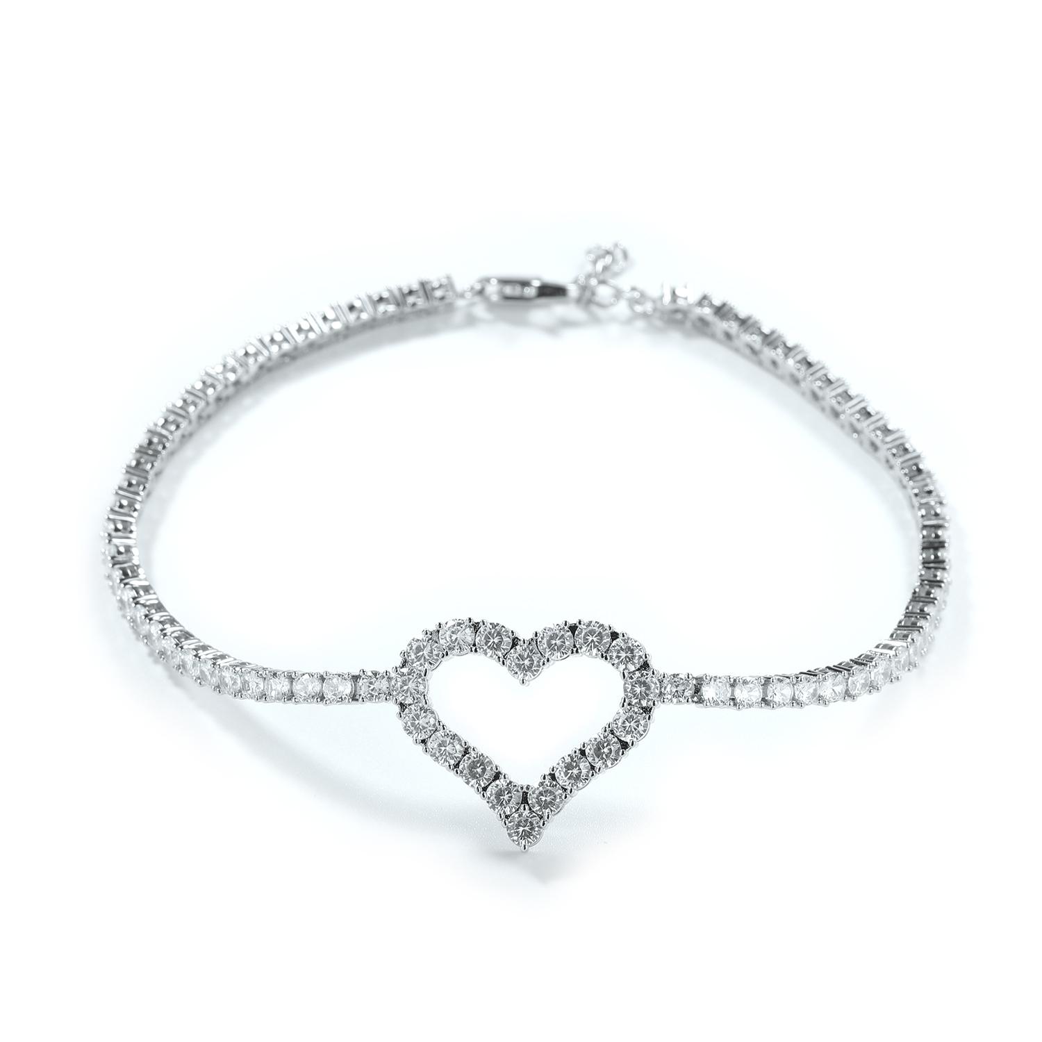New Arrival Women s Gold Plated Hollow Heart Anklet Iced Out CZ Tennis Chain Adjustable 9inch Anklets Jewelry 9inch