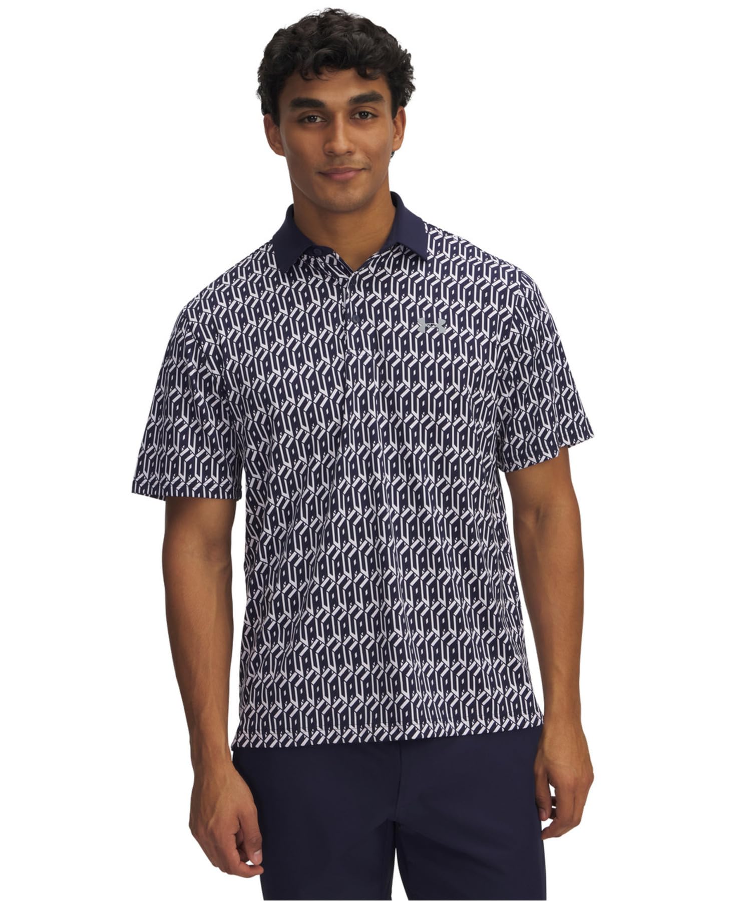 

Under Armour UA Playoff Printed Polo Midnight XL 3.0 Shirt, White, Navy, Steel,