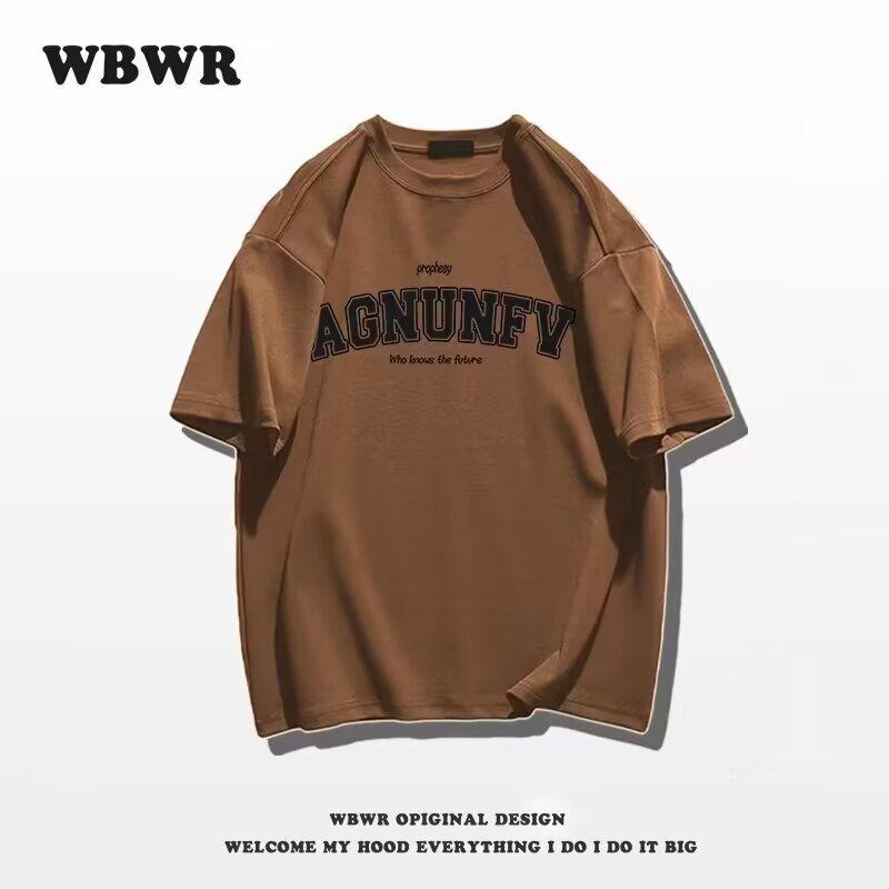 

Новая летняя футболка с короткими рукавами для мужчин, тренд в корейском стиле, простой топ с короткими рукавами, свободная повседневная брендовая футболка в гонконгском стиле 5XL коричневый