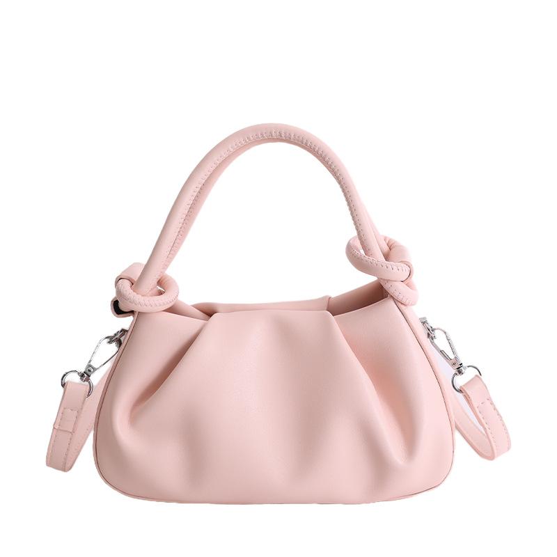 High End Trend Solid Color Pleated Design Messenger Bags Women Simple Temperament PU Leather Shoulder Bag Exquisite Handbags