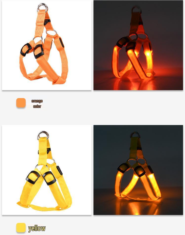 LED Luminous Dog Harness for Medium & Large Dogs - Night Glow Pet Safety Light