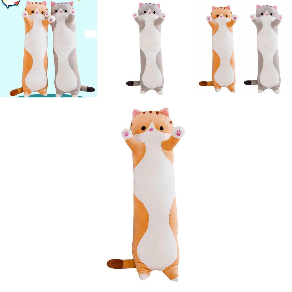 Adorable Long Cat Plush Toy Soft Stuffed Kitten Pillow Perfect For Kids Sleeping Comfort