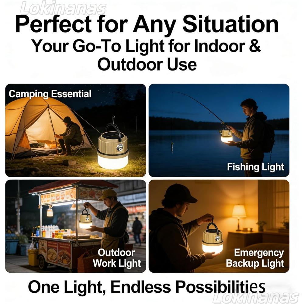 Multifunctional Camping Light, Retractable Camping Light, Portable Ultralight Rechargeable Ambient Pendant Light, Solar Powered.