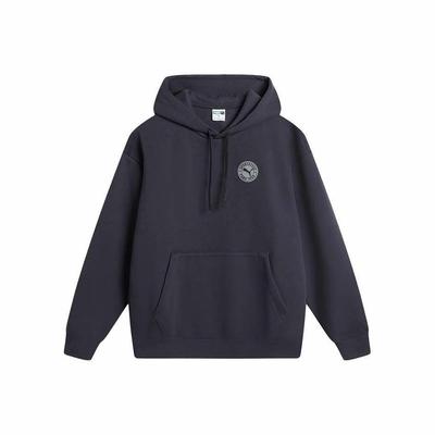 Puma Logo Print Hoodie Casual Knit Pullover Sweatshirt Unisex Dark Gray