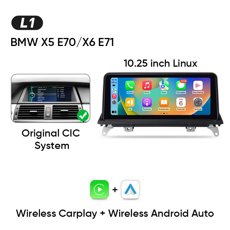 Ainavi Wireless Carplay Multimedia Player Car Radio Android Auto Qualcomm 665 8G 128G For BMW X5 E70 X6 E71 (2007-2013) CCC CIC