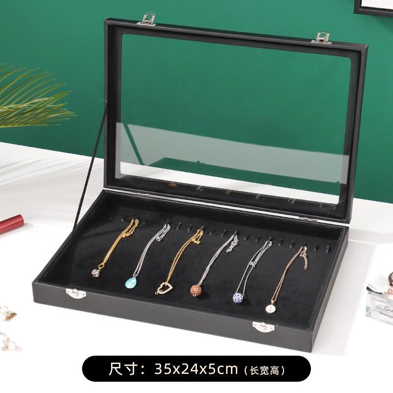 

Wood Jewelry Box Organizer Bracelet Earrings Jewelry Boxes Storage for Women Ring Necklace Transparent Skylight Tray Display