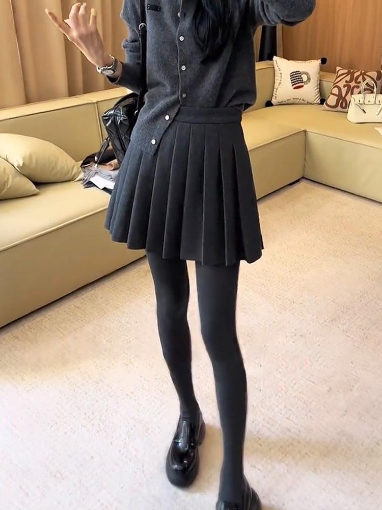 European Style High Waist Pleated Woolen Skirt - Women s Versatile Slimming A-Line for Spring/Autumn 2026 2XL