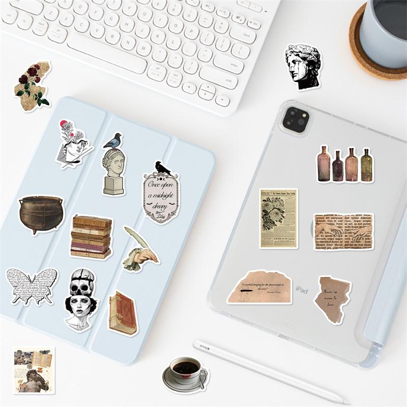 10/30/50PCS Vintage Dark Collage PVC Sticky Sticker Aesthetic Stationery DIY Decoration Scrapbooking School Supplies