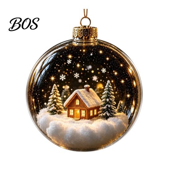 Christmas Party Supplies Glowing Clear Ball Ornament, Light Up Story Decoration with Warm LED Unique Holiday Souvenirs Light, Mini Scene Xmas