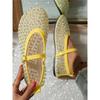 Women's Fashion Flat Shoes, Summer New Mesh Rhinestone Mary Jane Shoes, One Buckle Casual Flats