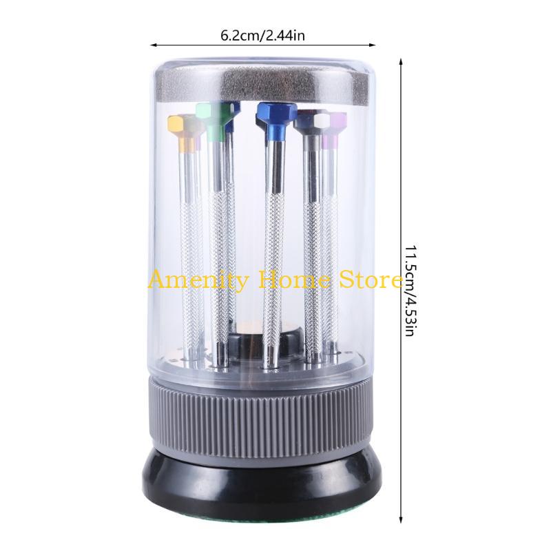 F26C Watch Glasses Screwdriver Repair Tool With 9 Pieces Tips Aluminum Alloy