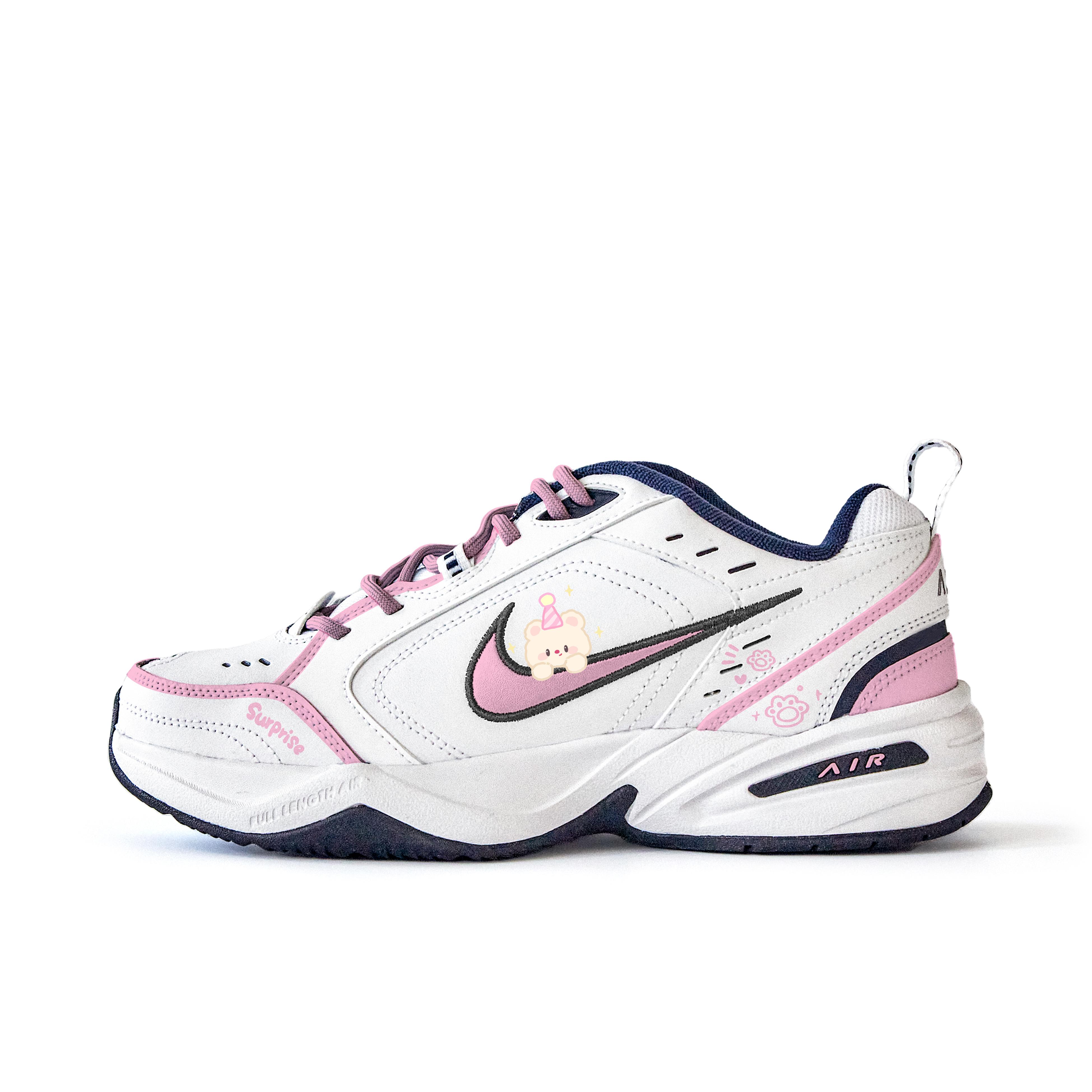 

Nike Air Monarch 4 Slip Resistant Abrasion Resistant Low top Chunky Sneakers Unisex Pink 415445-102(Team676-) 44.5