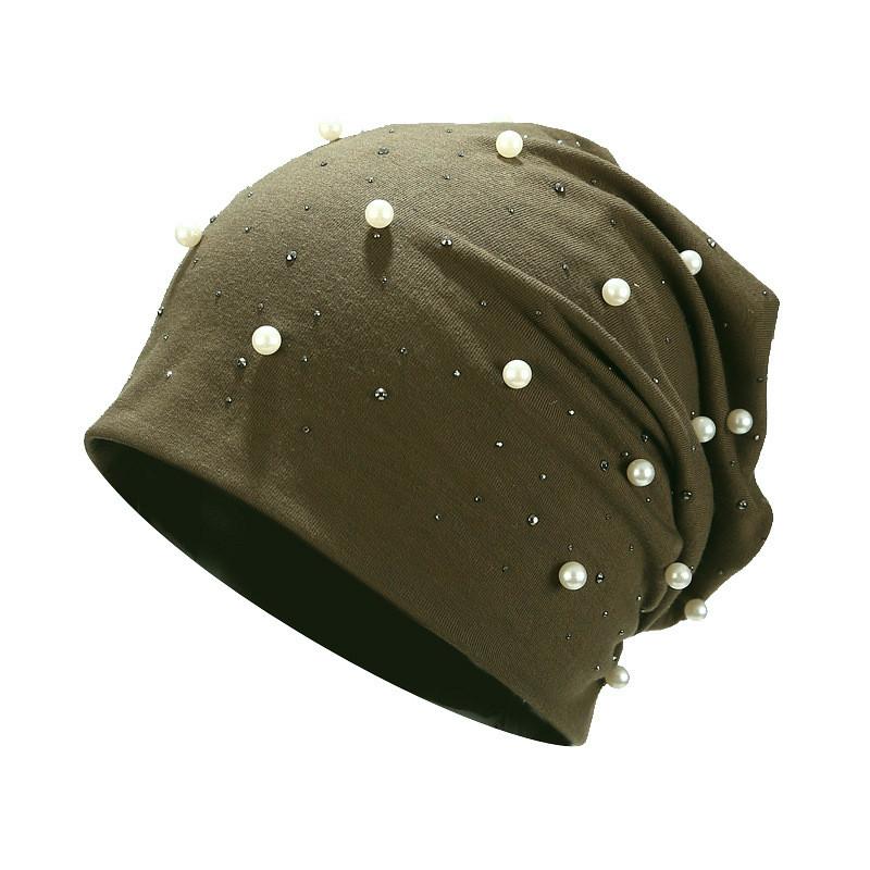 Cotton Beanie Hat For Women Warm Fall And Spring Winter Outdoor Headgear ArmyGreen