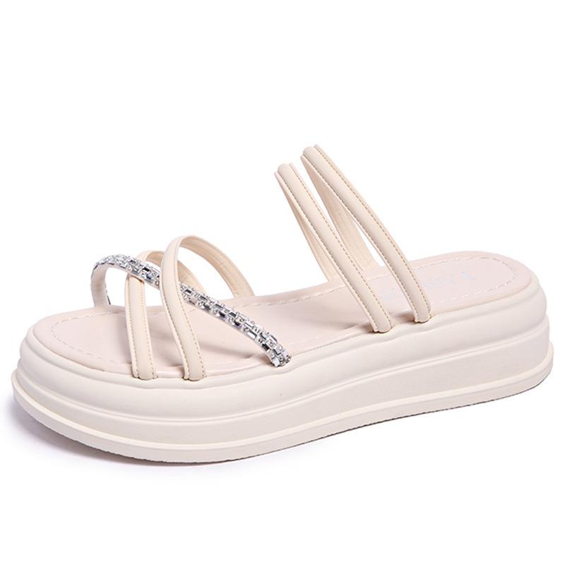 Thick-soled cool slippers, versatile with skirts, two sandals, summer new small one-word drag