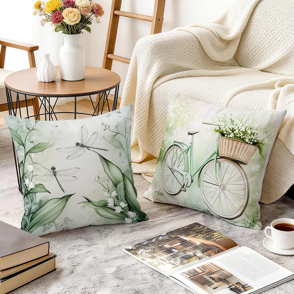 Lily Of The Valley Flowers Green Leaves Cushions Pillowcase Polyester Cushion Cover Throw Pillow Pillowcover Home Car Sofa Decor