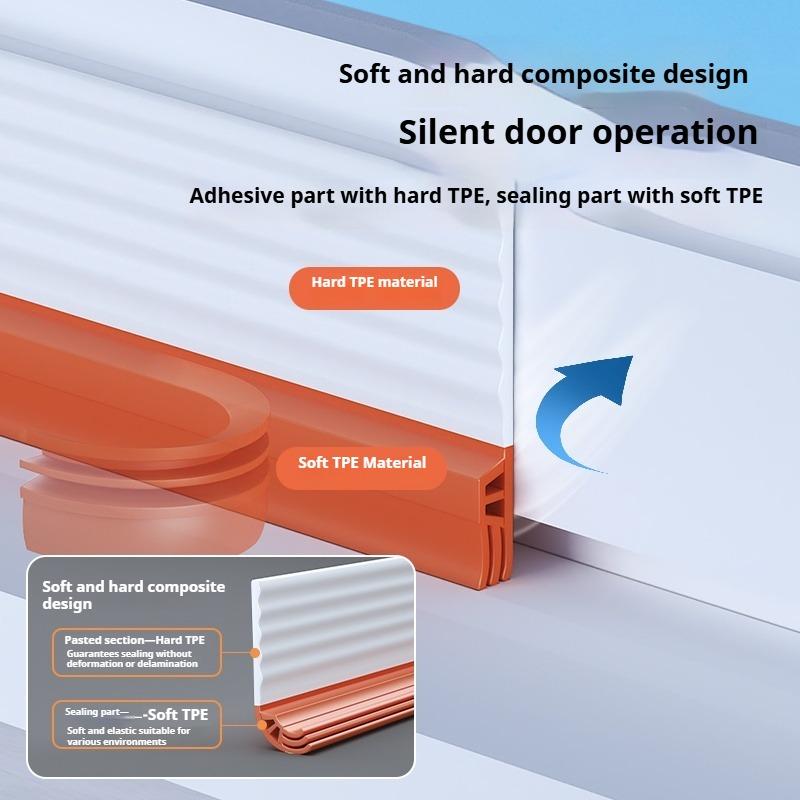 1pc 4M/157.48in Sliding Window Seal Strip Self Adhesive Triple Sound Insulation Windproof Anti-Cold Adjustable Weatherstrip