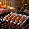 Foldable Handle Hot Dog Roller Stainless Steel BBQ Grill Rack Sausage Roller Rack  Outdoor BBQ