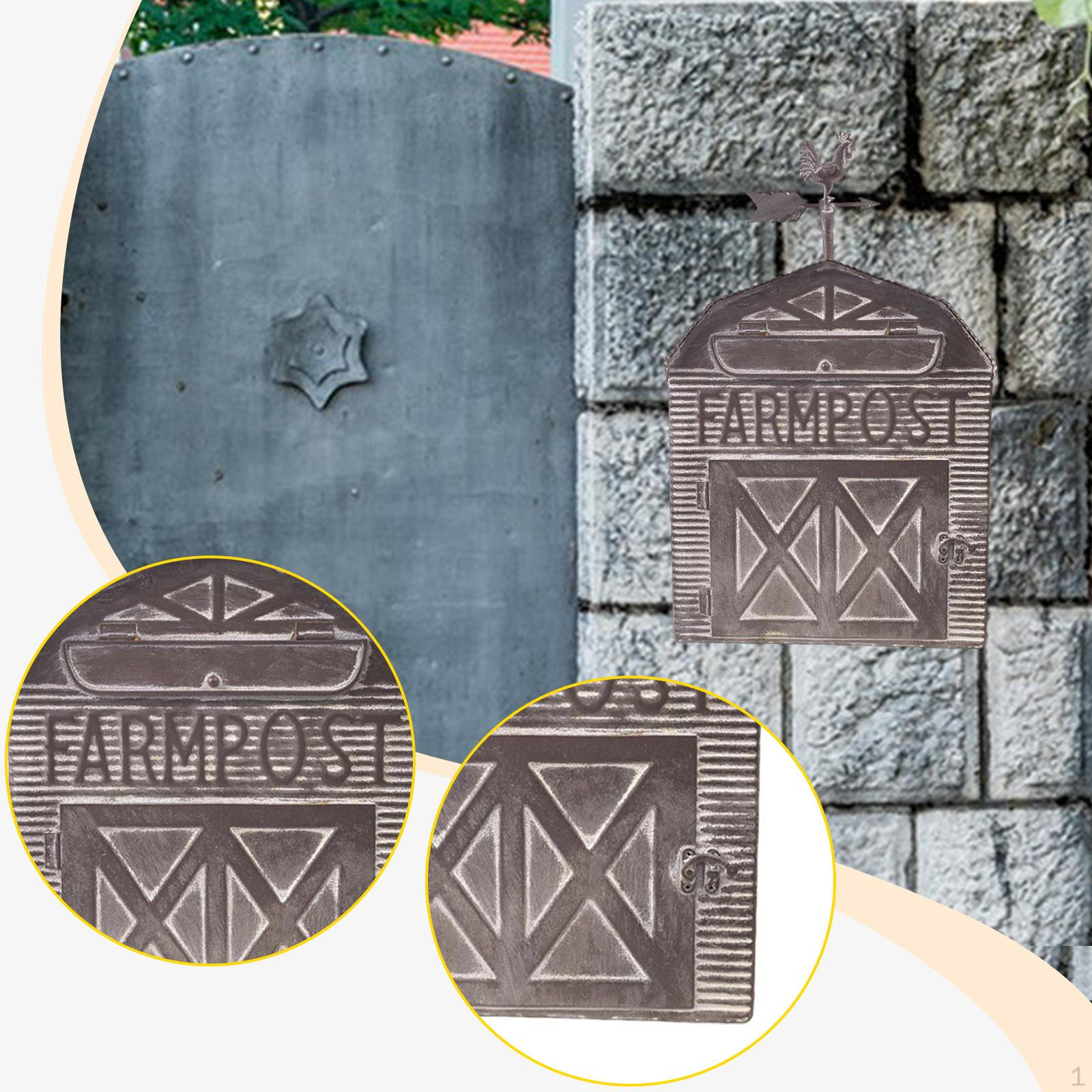 

Mailbox Newspaper Holder Weather Resistant Decoration Ornament Iron Opinion Box for Front Door