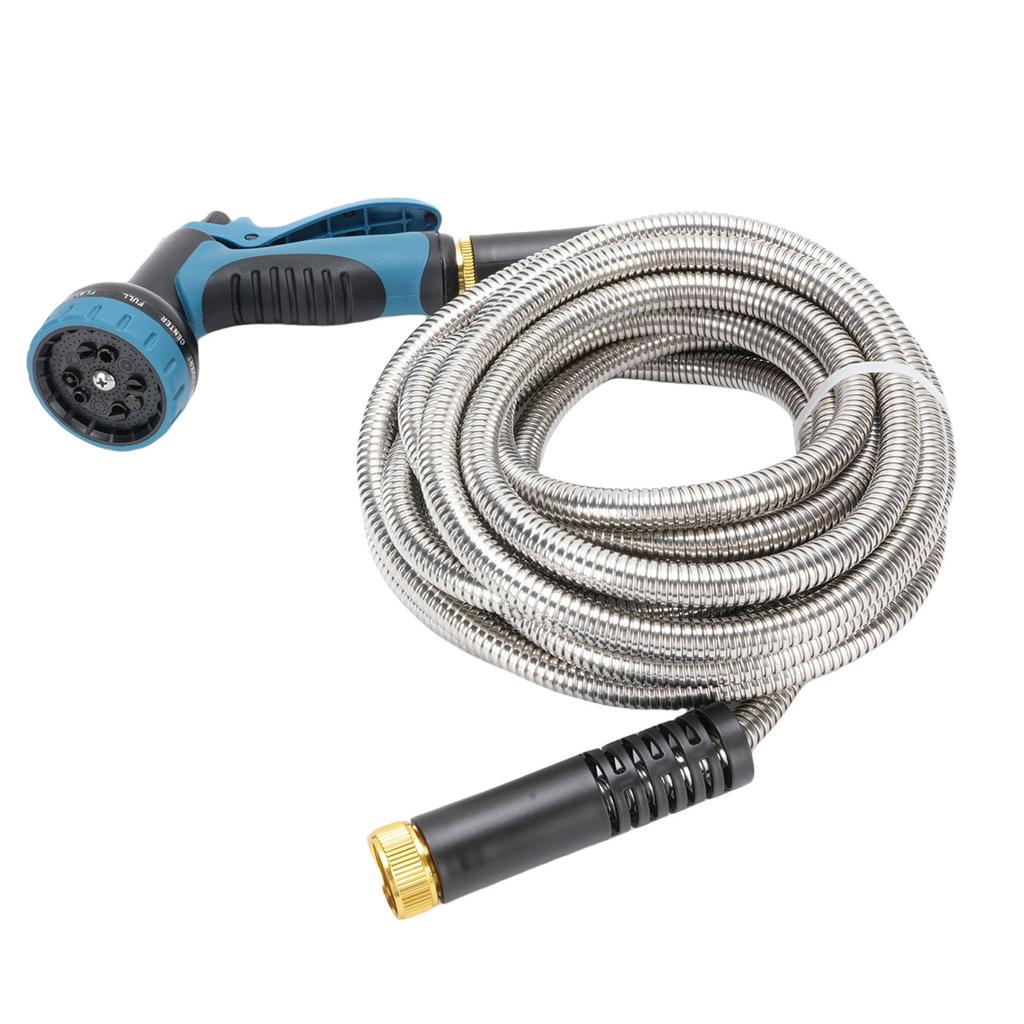 Garden Hose with Sprayer 7.5m Flexible Non Tangling Portable Stainless Steel Water Hose for Car Wash House Cleaning