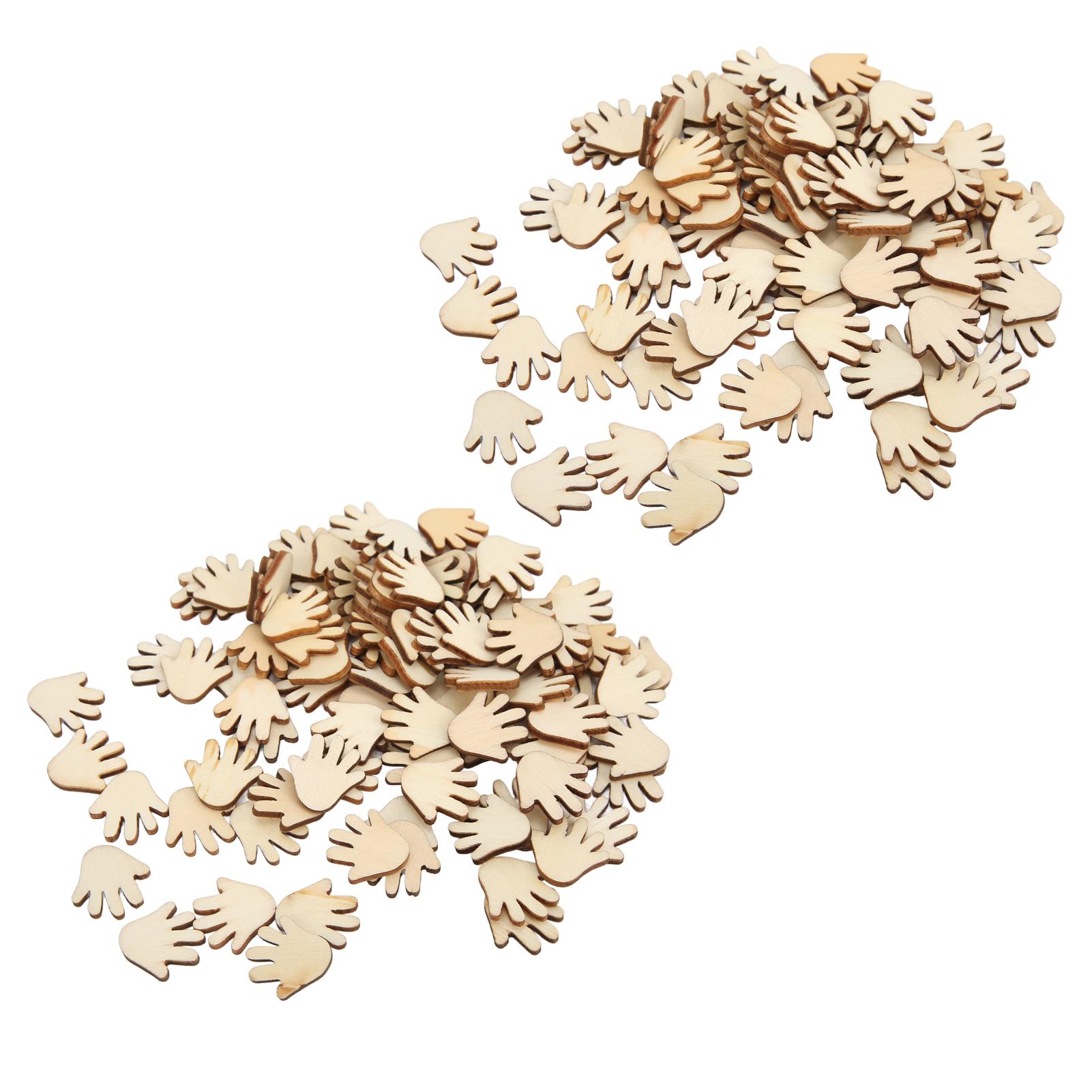 

200 шт. Деревянные чипсы в форме ладони для DIY, Милая форма, Более гладкие поверхности, Деревянные поделки с краской в форме ладони