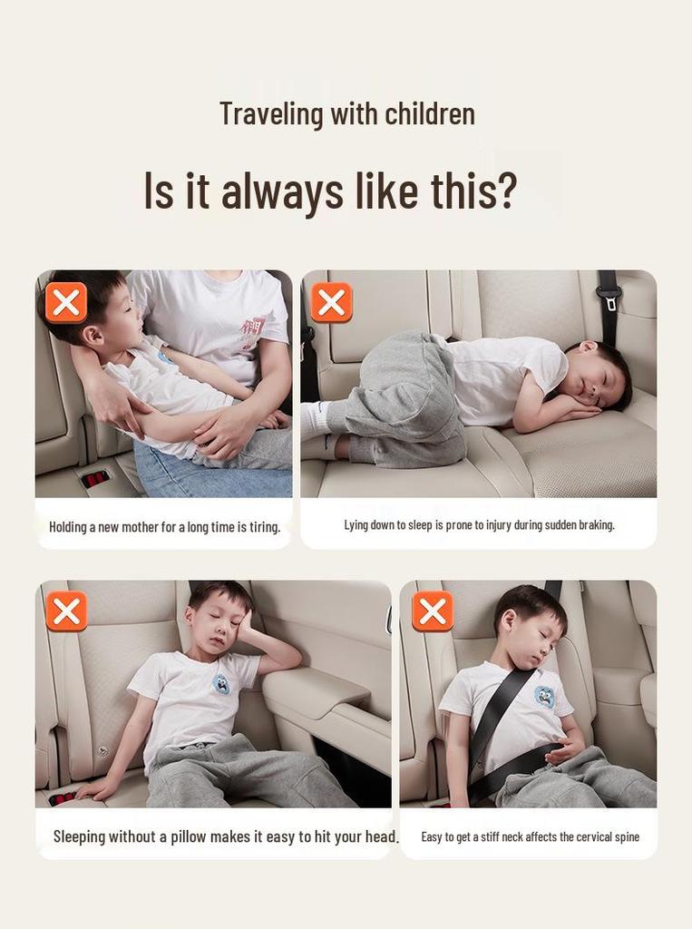 Universal Car Headrest Pillow for Kids – High-Grade Neck Support & Side Sleep Aid