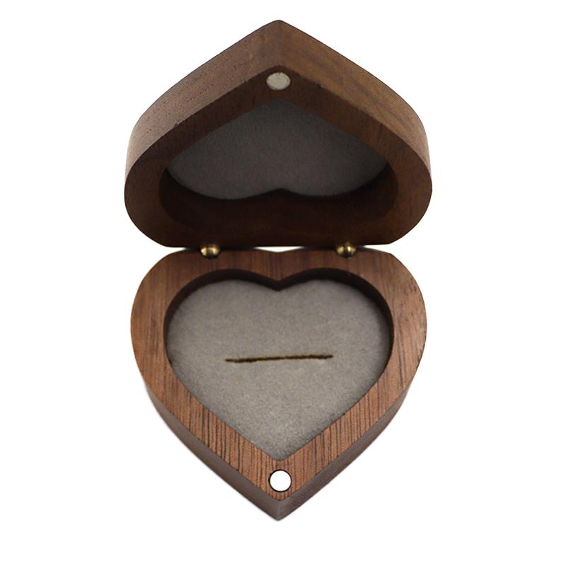 Деревянная шкатулка в форме сердца шкатулка для обручальных колец подарочная коробка для хранения колец из грецкого ореха шкатулка для сережек 830₽