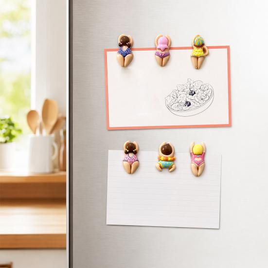 Schwimm-Athlet Magnet 6/11 Stück 3D Figur Kühlschrankmagnet Cartoon Bikini Frauen Küche Dekoration