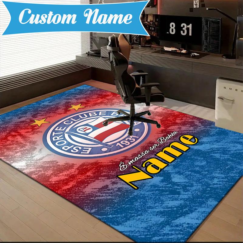 Custom Name Esporte Clube Bahia Crest Rug Game Carpet, Floor Mat for Bedroom Living Room Entryway Rug, Home Decor Idea Gift for Christmas birthday