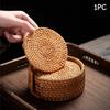 Retro Style Round Rattan Coasters - Natural Woven Fabric Placemats for Home And Kitchen Decor, Perfect for Dining Tables