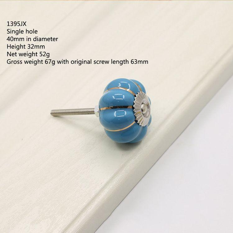 Color Ceramic Through Hole Pumpkin Handle Knobs Light Luxury Modern Minimalist Drawer Cabinet Wardrobe Cartoon Art Handle Knobs