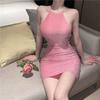 American Temperament Sexy Spice Girl Neck Dress Women's Summer New Fine Flash Chic Tight Hip Skirt