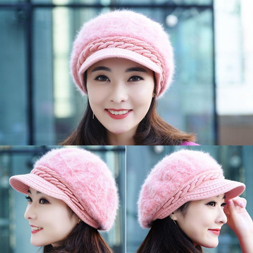 Thicken Warm Winter Beret Hat Plush Cosy Hat Soft Ear Protection Cap  Women