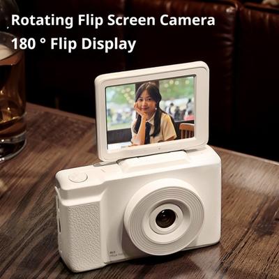 LED Dolgu Işıklı 48MP Dijital Kamera 180 Derece Döner Ekran Kompakt Tasarım Taşınabilir Kamera Vlogging Kaydedici