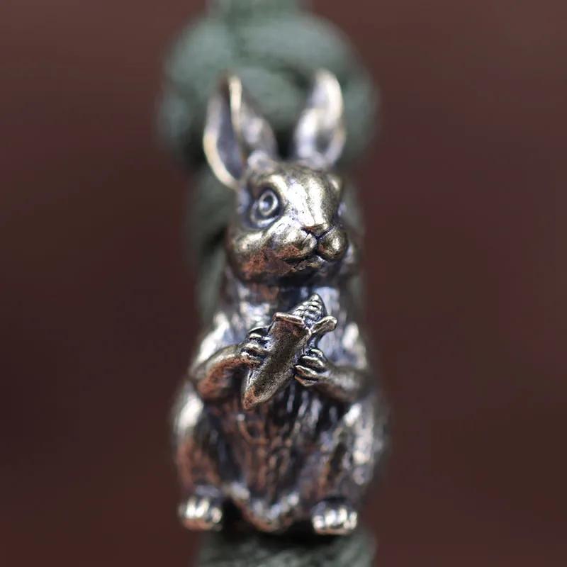 Niedliche Kaninchen Messing Messer Perlen EDC Outdoor DIY Paracord gewebt Lanyard Schlüsselanhänger Anhänger Männer Armbänder Charms Schmuck Behänge Zubehör