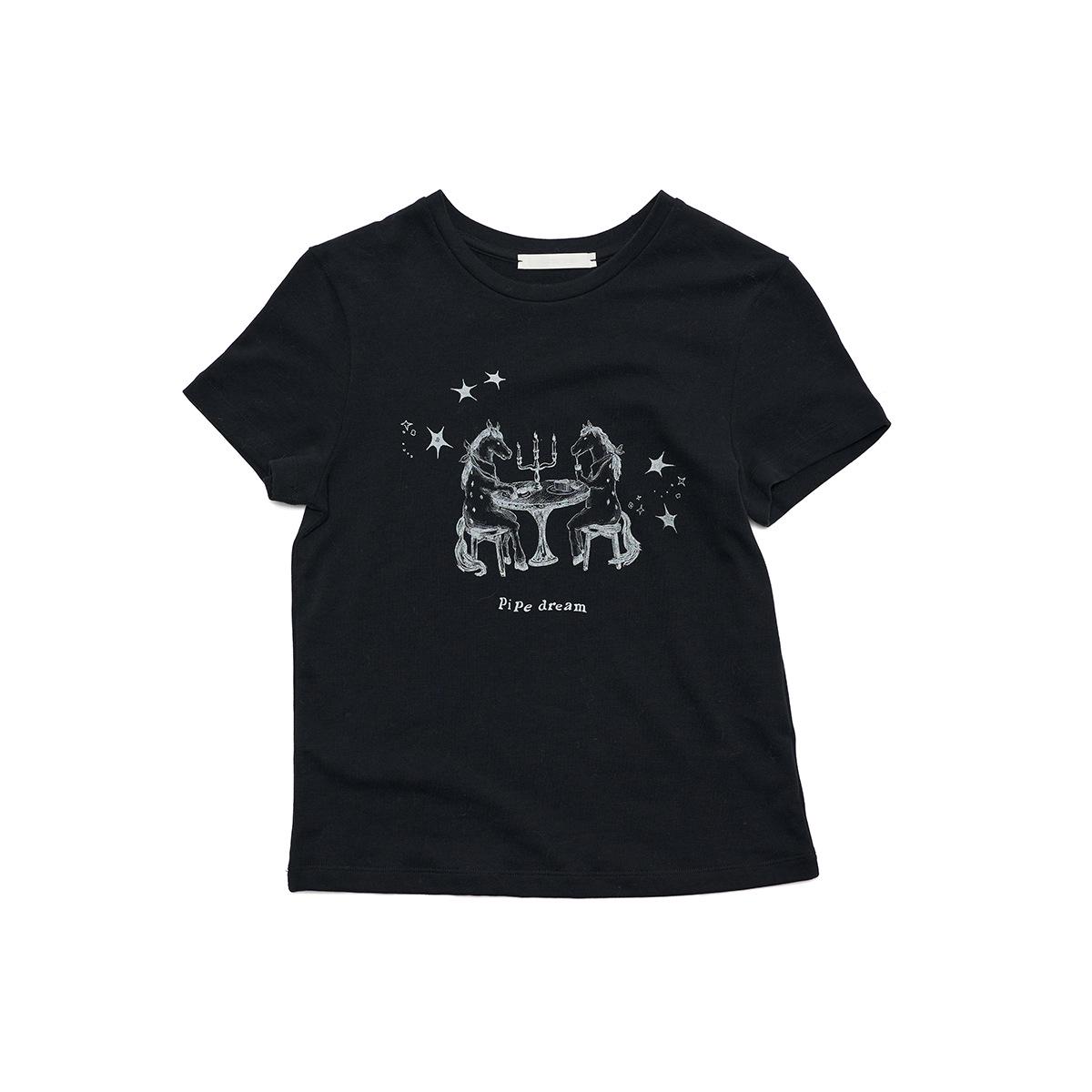 

Dai He Women s Early Spring Casual Round Neck Short Sleeve T-shirt, Style H60069 One Size