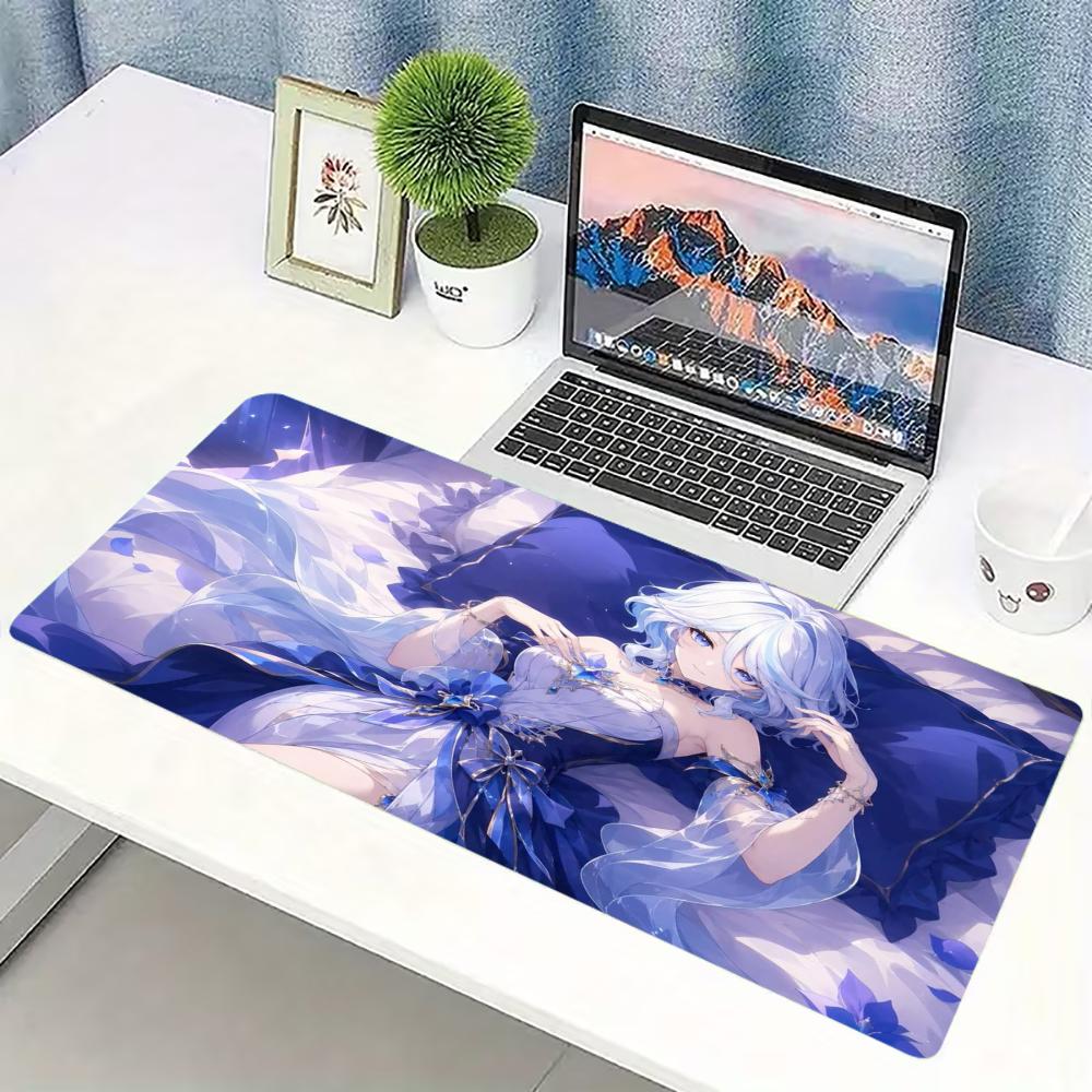 Fantasy Anime Girl Large Desk Mat Gaming Mouse Pad Non Slip Rubber Stitched Edge Keyboard Mat For Anime Fans Office Decor