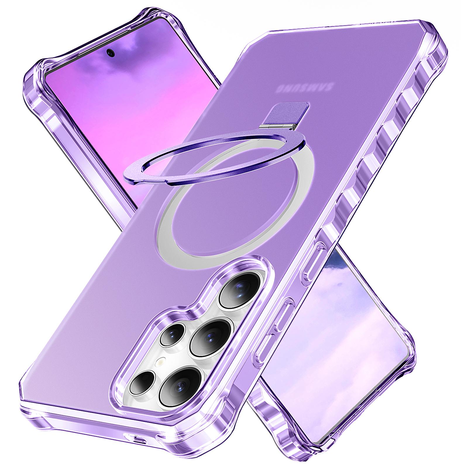 

For Samsung Galaxy S25 Ultra Case Small Wavy Edge Compatible with MagSafe Frosted Anti-Drop PC+TPU Phone Cover Purple